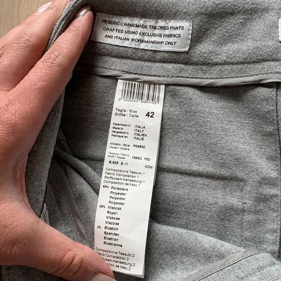 Peserico Side Stripe Rib Cuff 28" Trouser Grey Sz42 - Picture 8 of 11
